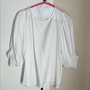 Mustard Seed White Puff Sleeve Blouse